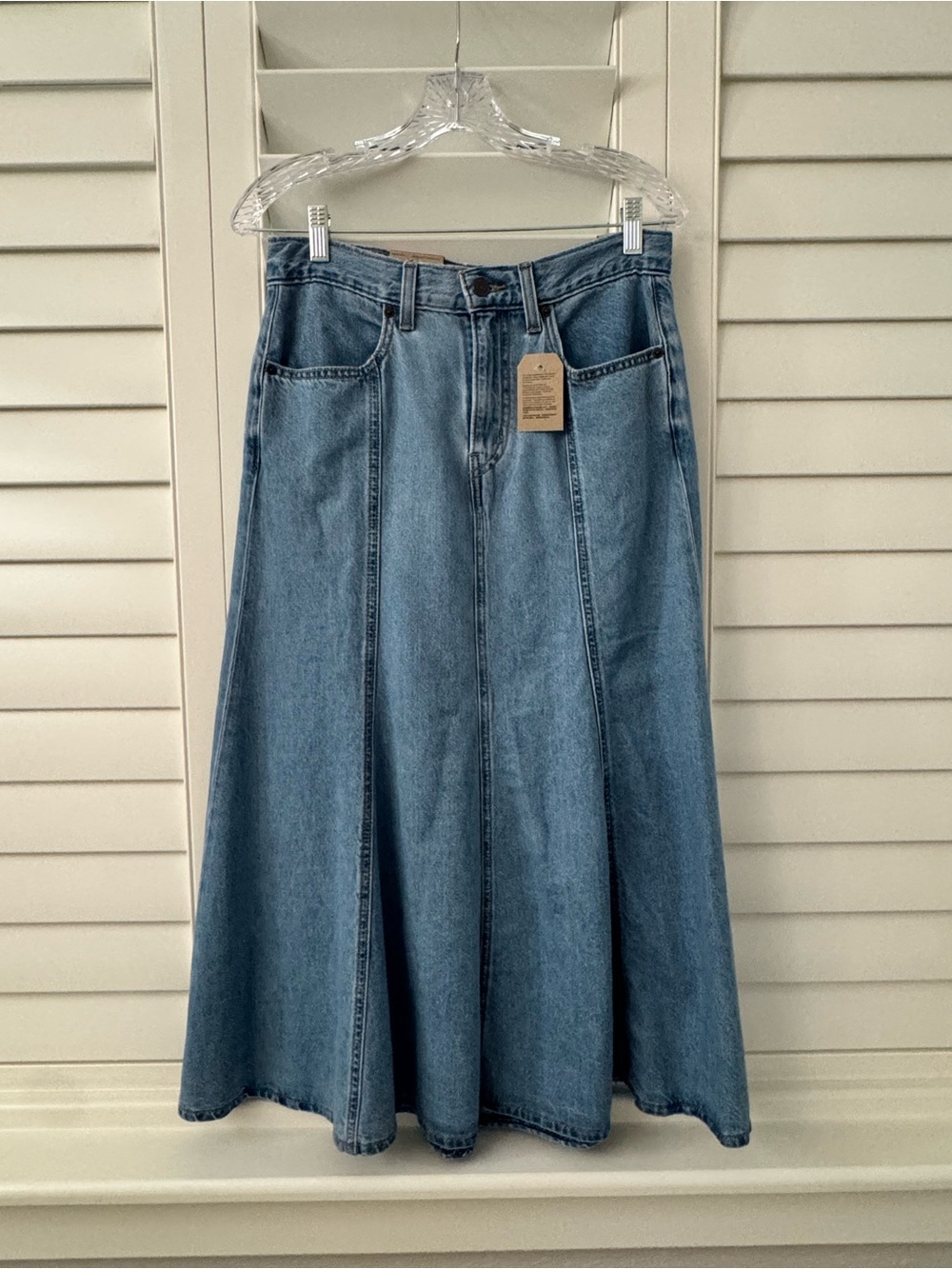 NWT Women's Levi's Denim A-Line Maxi Skirt in Light Blue
